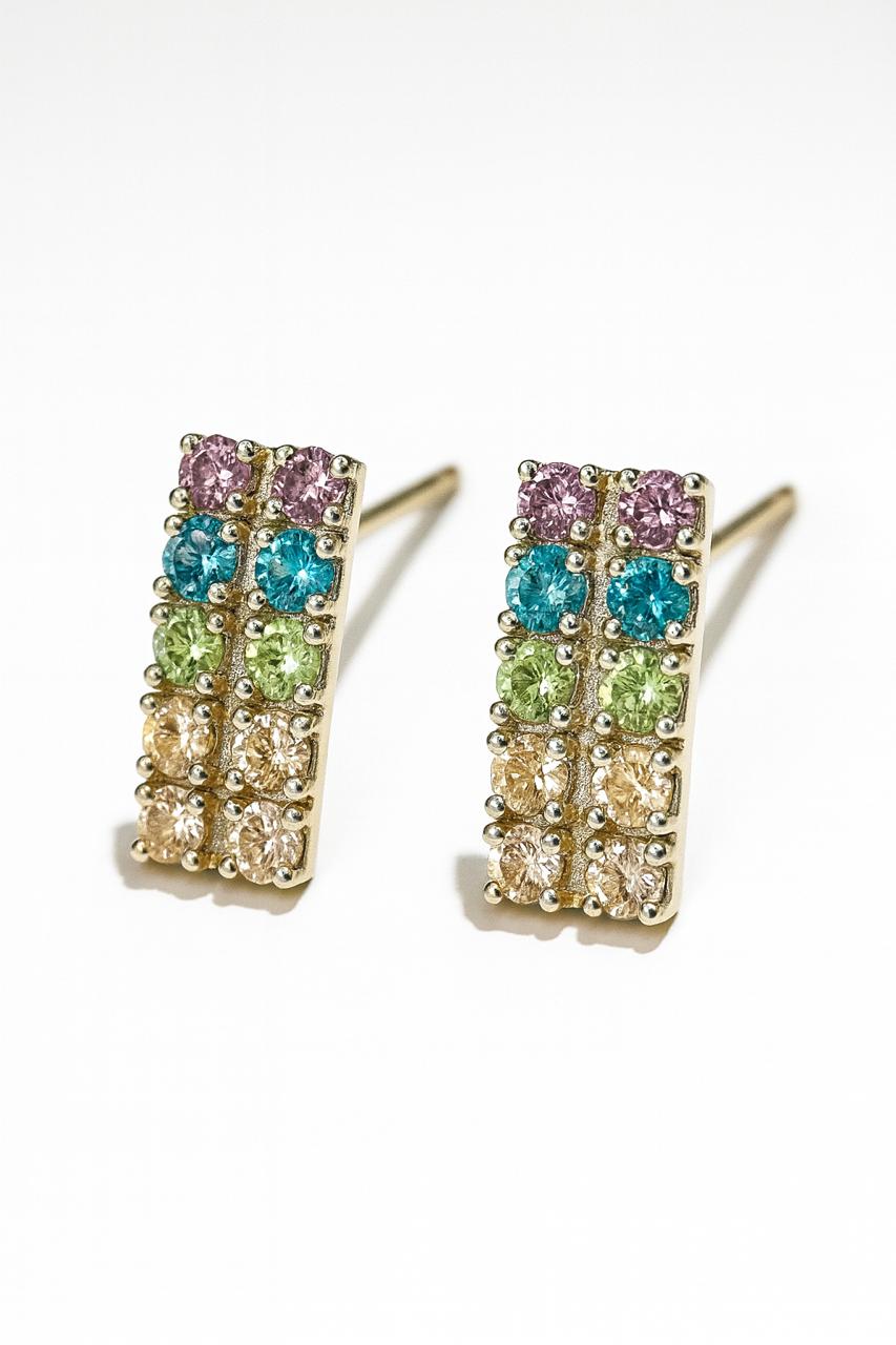 Aretes Baguette zirconia de colores