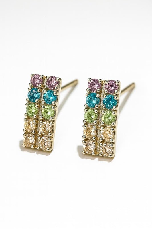 Aretes Baguette zirconia de colores