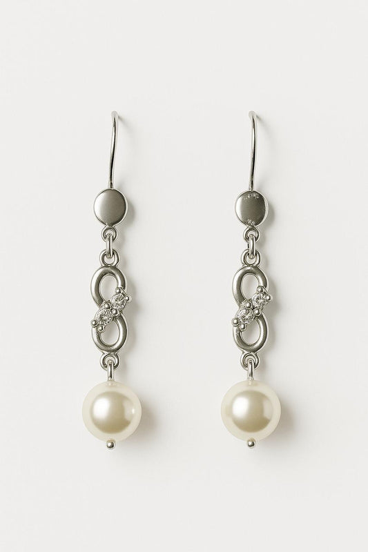 Arete infinito con perla y zirconia