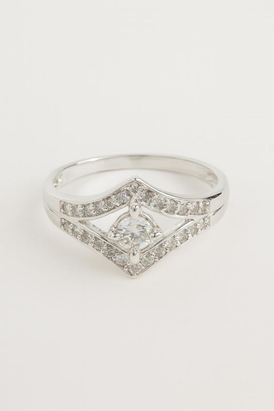 Anillo Zirconia doble pico